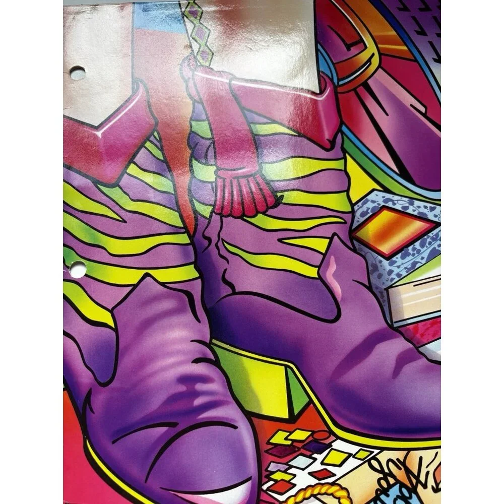 Vintage 1989 Pizazz Nuvo Folder Neon Purple Boots Cowboy Cowgirl 1989 School